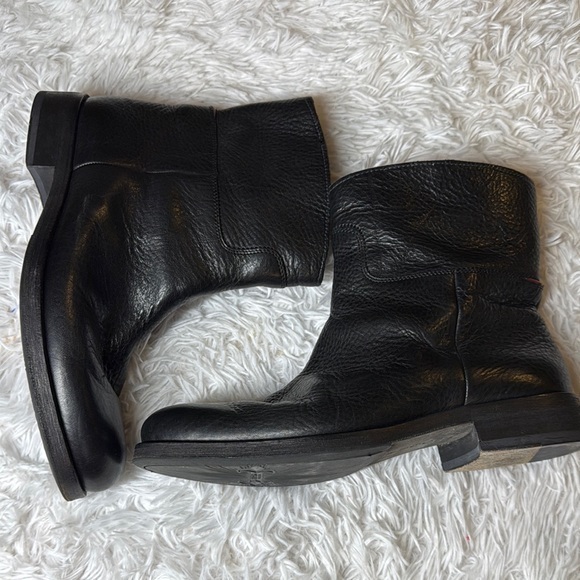 Hugo Boss black leather Boots size 44/10.5 - Picture 1 of 10